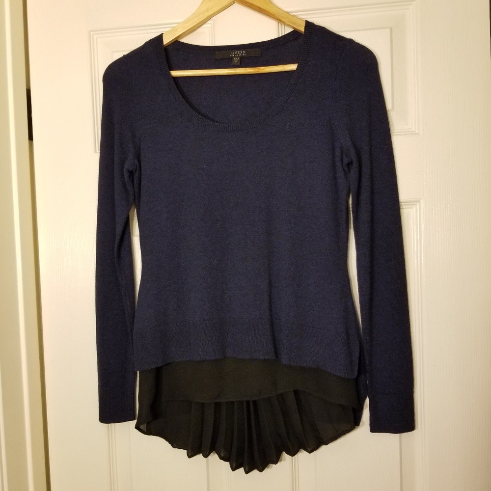 NWOT Guess Layered Pleated Two-fer Sweater